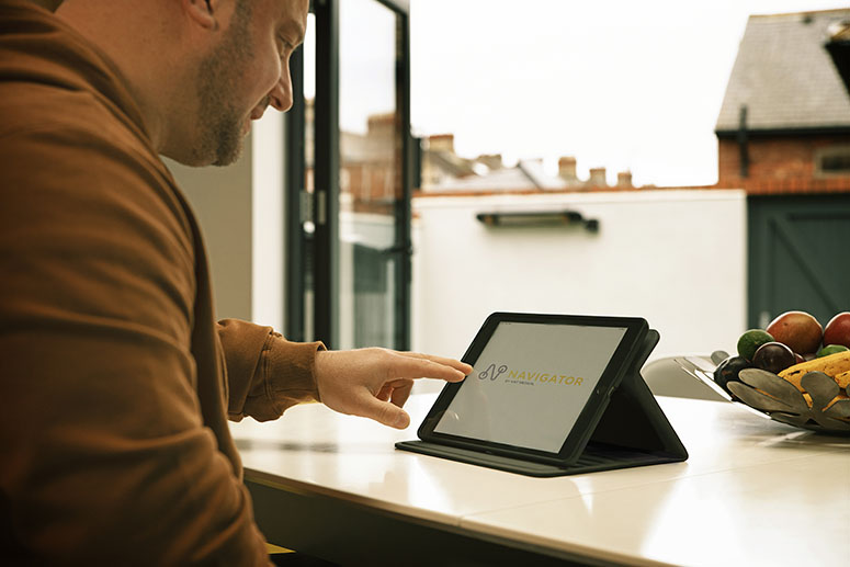 Man using a tablet at work